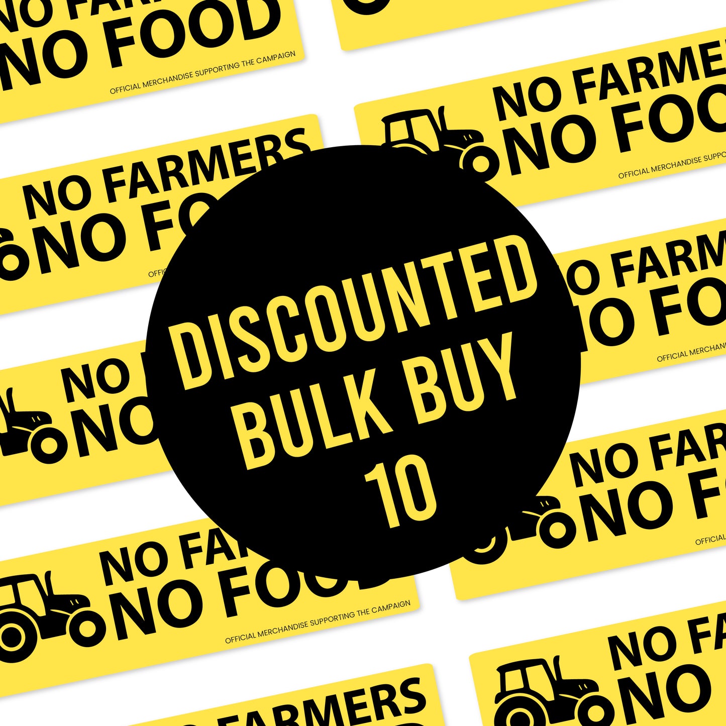 No Farmers No Food 210mm by 75mm self adhesive sticker bulk buy 10 offer