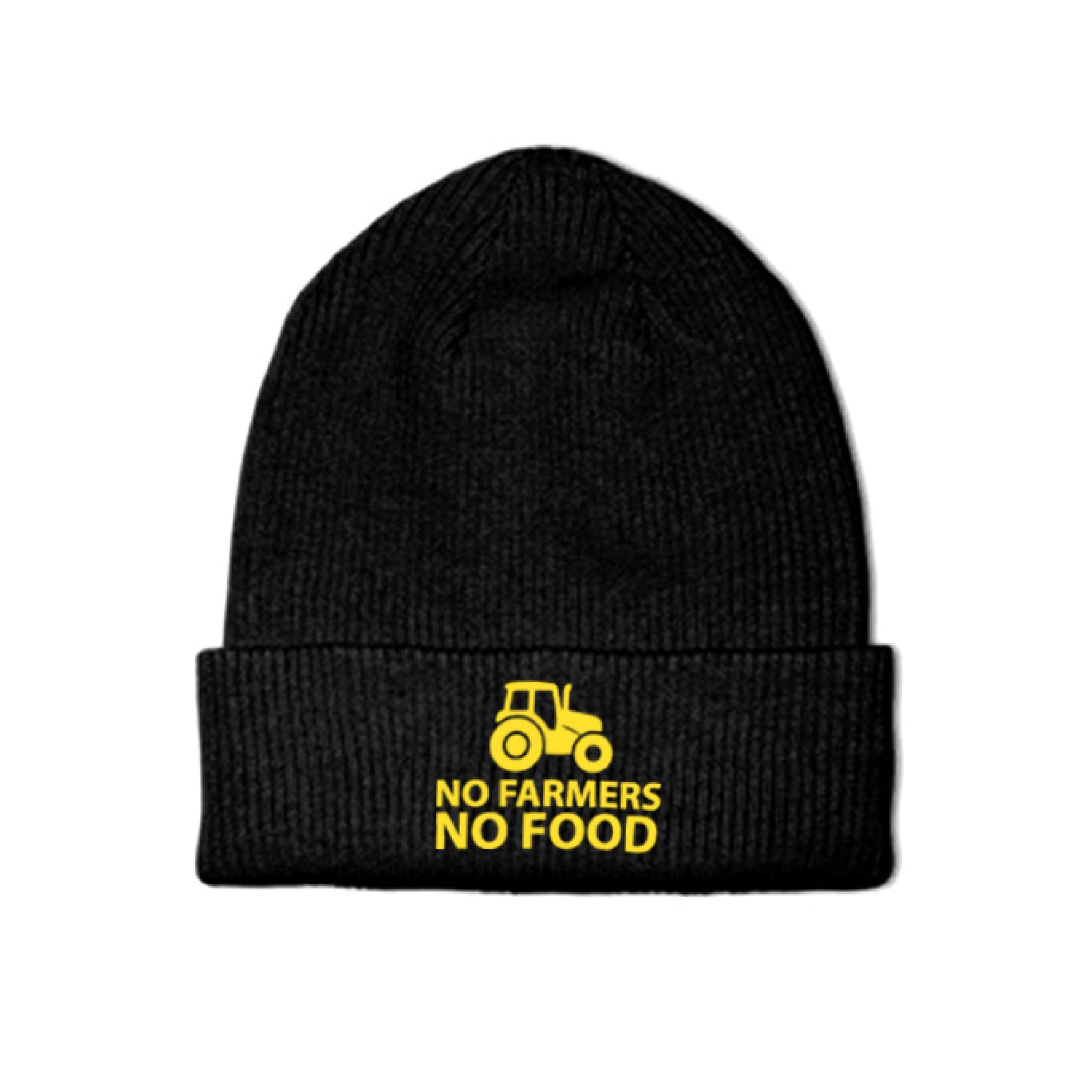 No Farmers No Food embroidered beanie hat